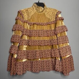 POL Whimsigoth Fairy Grunge Velvet Lace Top Womens S Earthy Mystical Victorian